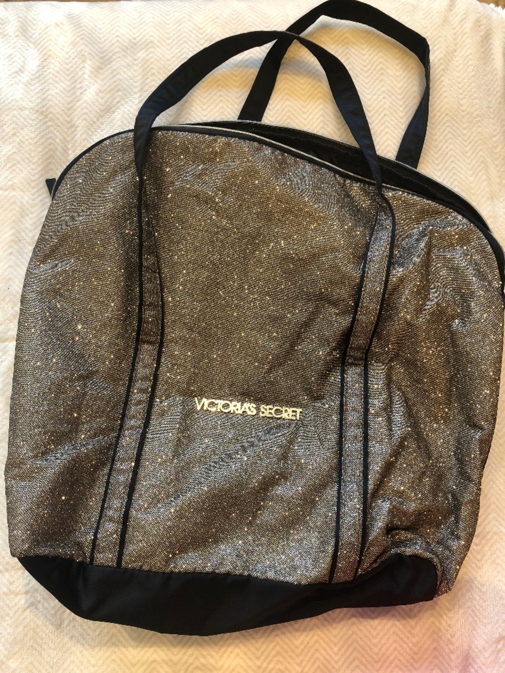 Victoria's Secret Sparkly Black And Gold Gym Travel Tote